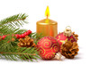 Christmas balls and gold candle Christmas balls and gold candle