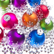 christmas balls with snowflake symbols