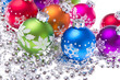 christmas balls with snowflake symbols