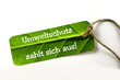 "Umweltschutz zahlt sich aus" SLOGAN auf natürlicher Plakette