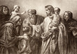 Jesus and children - engraving