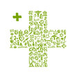 Vector: Cross shape with medical icons for your design Cross shape with medical icons for your design