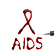 Aidsschleife aus Blut mit Spritze