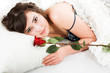 woman holding rose