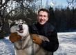 Happy man with a dog