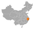 Map of China, Zhejiang highlighted