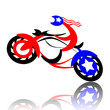 Photographie : American biker jumping on high-speed motorcycle