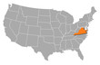 Map of the United States, Virginia highlighted