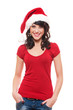 young woman in red santa's hat young woman in red santa's hat