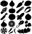 silhouette Vector Icons - Fruits, vegetable, food on white silhouette Vector Icons - Fruits, vegetable, food on white