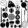 Vector silhouette: Sports Set: Balls, other exercise equipments Vector silhouette: Sports Set: Balls, other exercise equipments