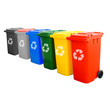 Colorful Recycle Bins Isolated With Recycle Sign