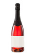 Sparkling red wine bottle with blank label.