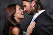 Close-up portrait of sexy caucasian young smiling couple