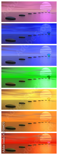Illustration: Steps to lily flower and sun Steps to lily flower and sun