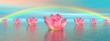 Lily flowers under rainbow