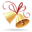 Bell golden for  Christmas or wedding with red bow