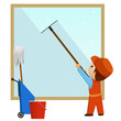 Man cleaning and wash window