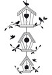 birdhouses with tree branches, vector