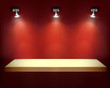 Empty shelf for exhibit. Vector illustration.