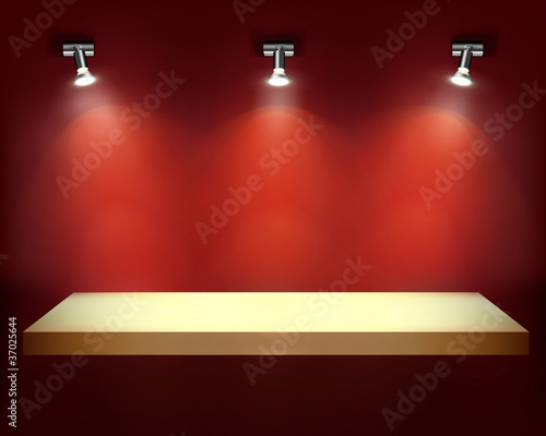 Vector: Empty shelf for exhibit. Vector illustration. Empty shelf for exhibit. Vector illustration.