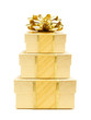 Stack of gold Christmas gifts Stack of gold Christmas gifts