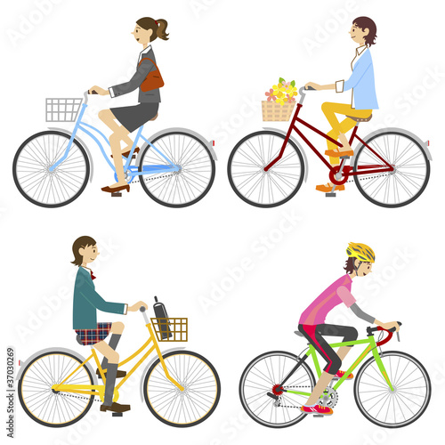 Vector: bicycle woman bicycle woman