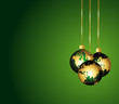 Beautiful green ornaments with golden globes