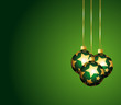 Beautiful green ornaments with golden stars