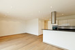 new apartment, large room with kitchen island