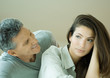 Couple, man looking at woman