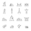 icons set  landmark - outlines series