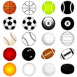 Vector Sports Set : Balls in color and silhouette Vector Sports Set : Balls in color and silhouette