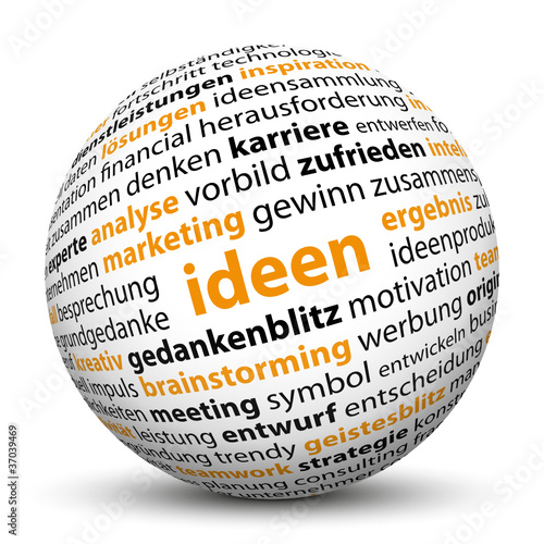 Vektor: Ideen, 3D, Kugel, Brainstorming, Geschäftsidee, SEO Ideen, 3D, Kugel, Brainstorming, Geschäftsidee, SEO