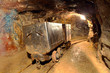 Underground train in mine, carts in gold, silver and copper mine