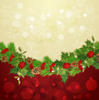 vector holiday background with Christmas garland, hally and ball vector holiday background with Christmas garland, hally and ball