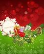 vector holiday background, tree, pine cones,gifts, holly and the vector holiday background, tree, pine cones,gifts, holly and the