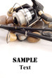Reel and Rod on Rocks with Space for Custom text
