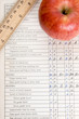 Apple and ruler on a report card