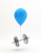 Illustration: Blue balloon lifting a heavy dumbbell Blue balloon lifting a heavy dumbbell