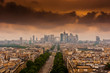 image with dramatic clouds over the Champs Elysees in Paris image with dramatic clouds over the Champs Elysees in Paris