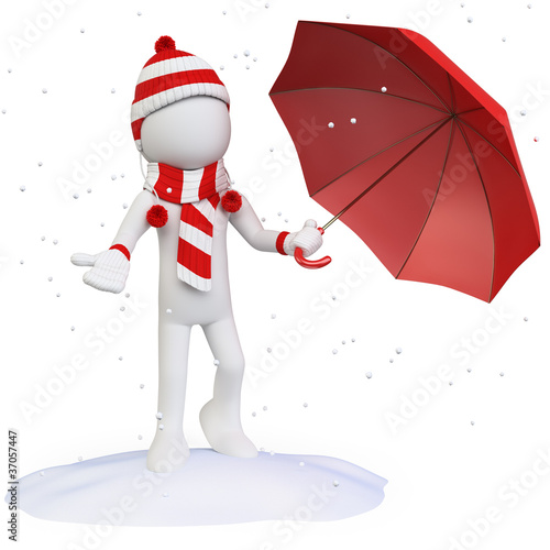 Illustration: Seasons. Winter. Man in the snow Seasons. Winter. Man in the snow