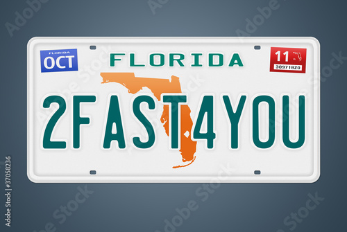 Illustration: Nummernschild Florida 2FAST4YOU Nummernschild Florida 2FAST4YOU