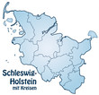 Bundesland Schleswig-Holstein mit Landkreisen