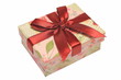 Beautiful present box with overwhelming bow isolated on white Beautiful present box with overwhelming bow isolated on white