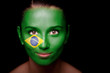 Portrait of a woman with the flag of the Brazil