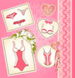 Vintage underlinen on ornament background.