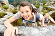 carefree outdoor climbing woman