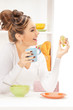 lovely housewife with sandwich lovely housewife with sandwich