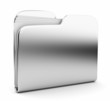 Silver folder. File 3D.  Icon isolated on white background